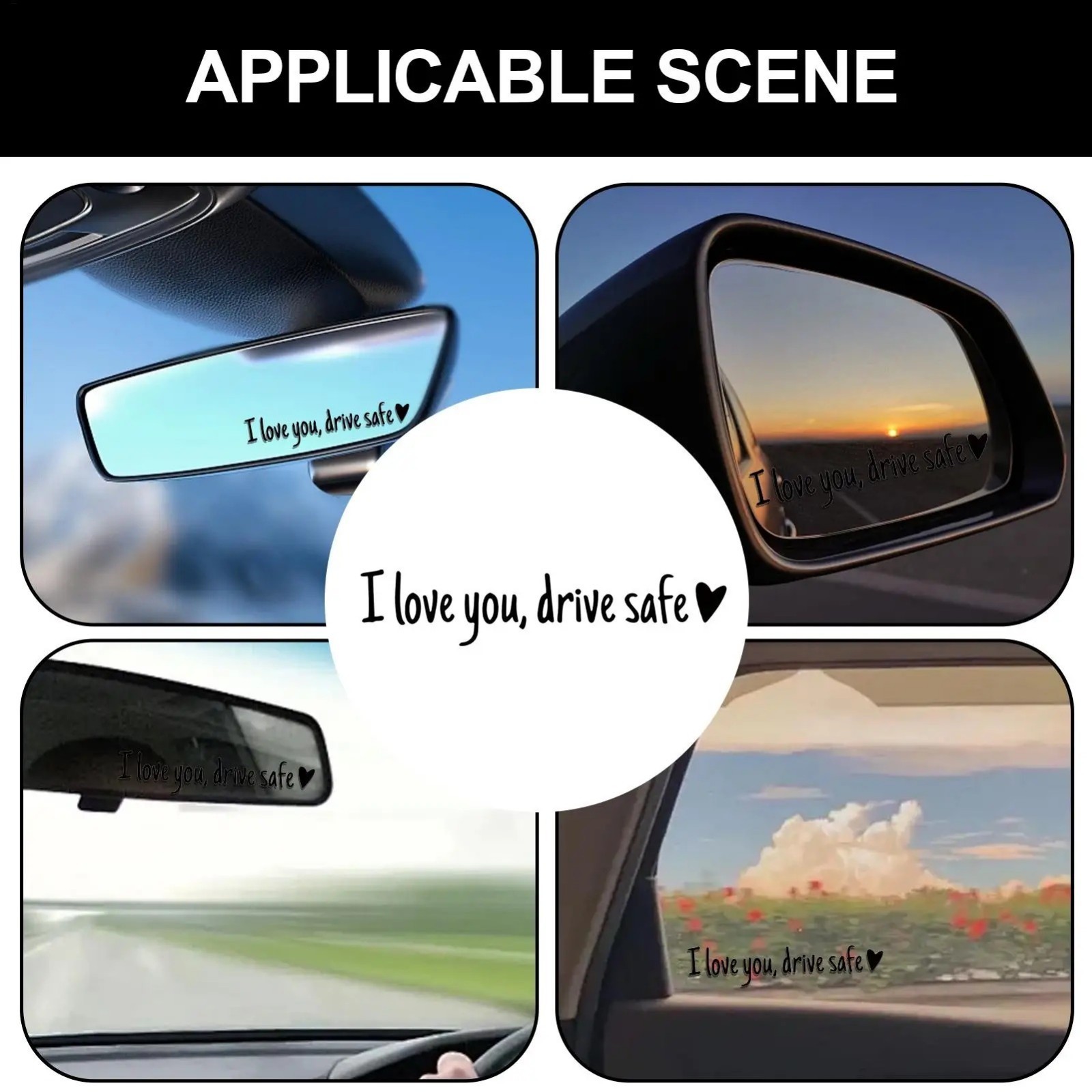I Love You Drive Safe Heart Mirror Decal Sticker Vinyl Truck Window Car