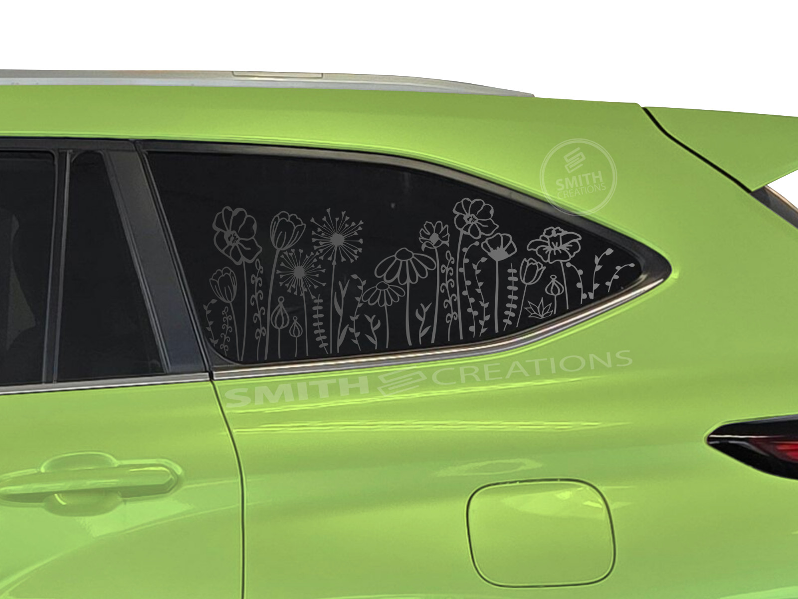 Fits 2020-2026 Toyota Highlander Wild Flowers Floral Line Window Decal Pre Cut