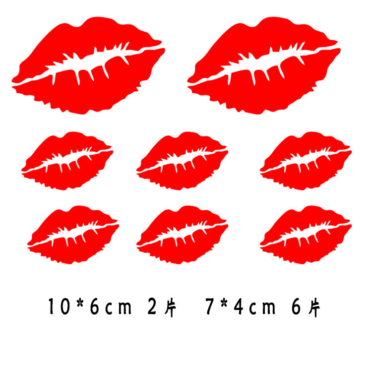 8 Pcs Red lips love Kiss Car Phone Laptop Window Reflective Sticker Vinyl Decals