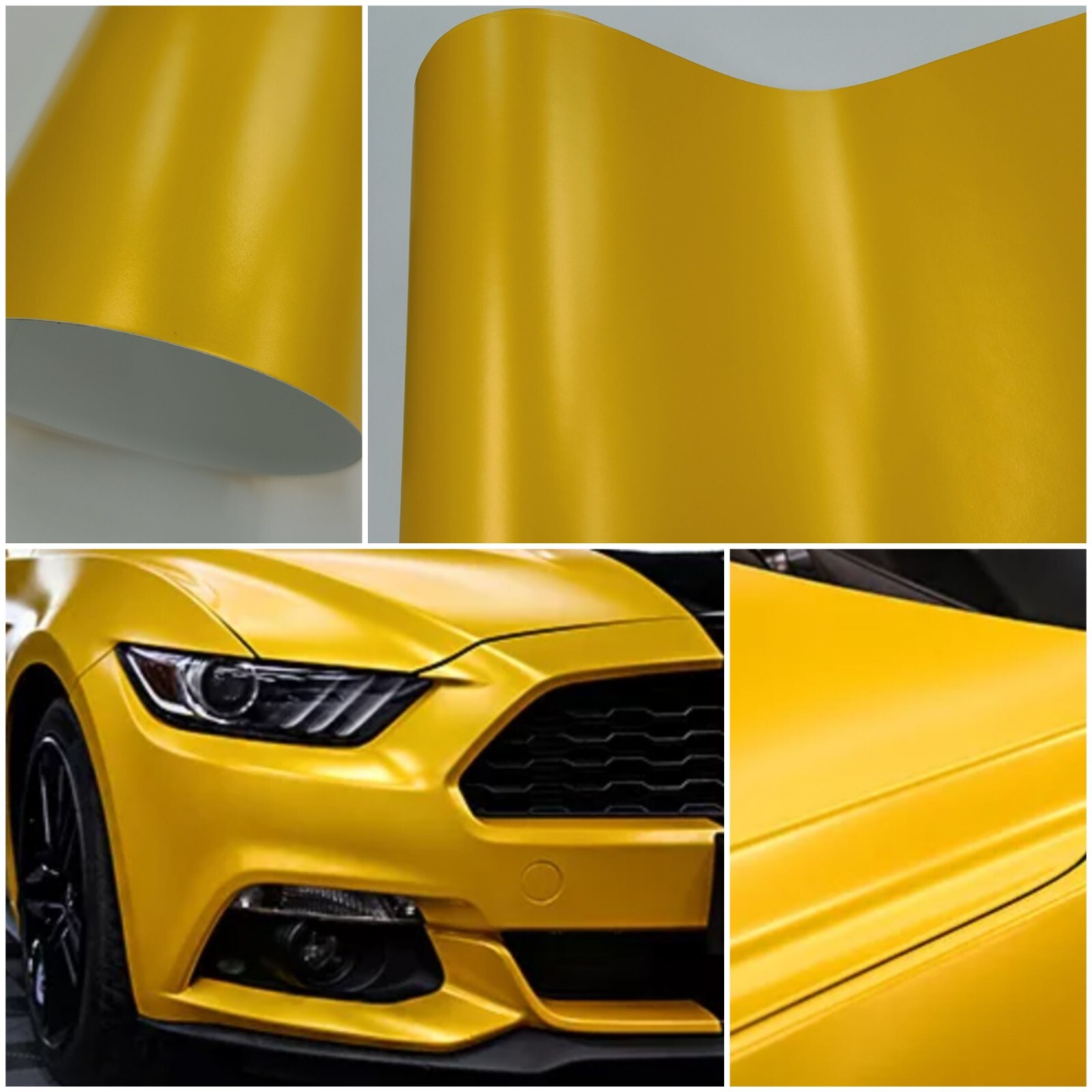 Matte Satin Sunflower Yellow Metallic Vinyl Car Wrap Decal Sticker Film Roll