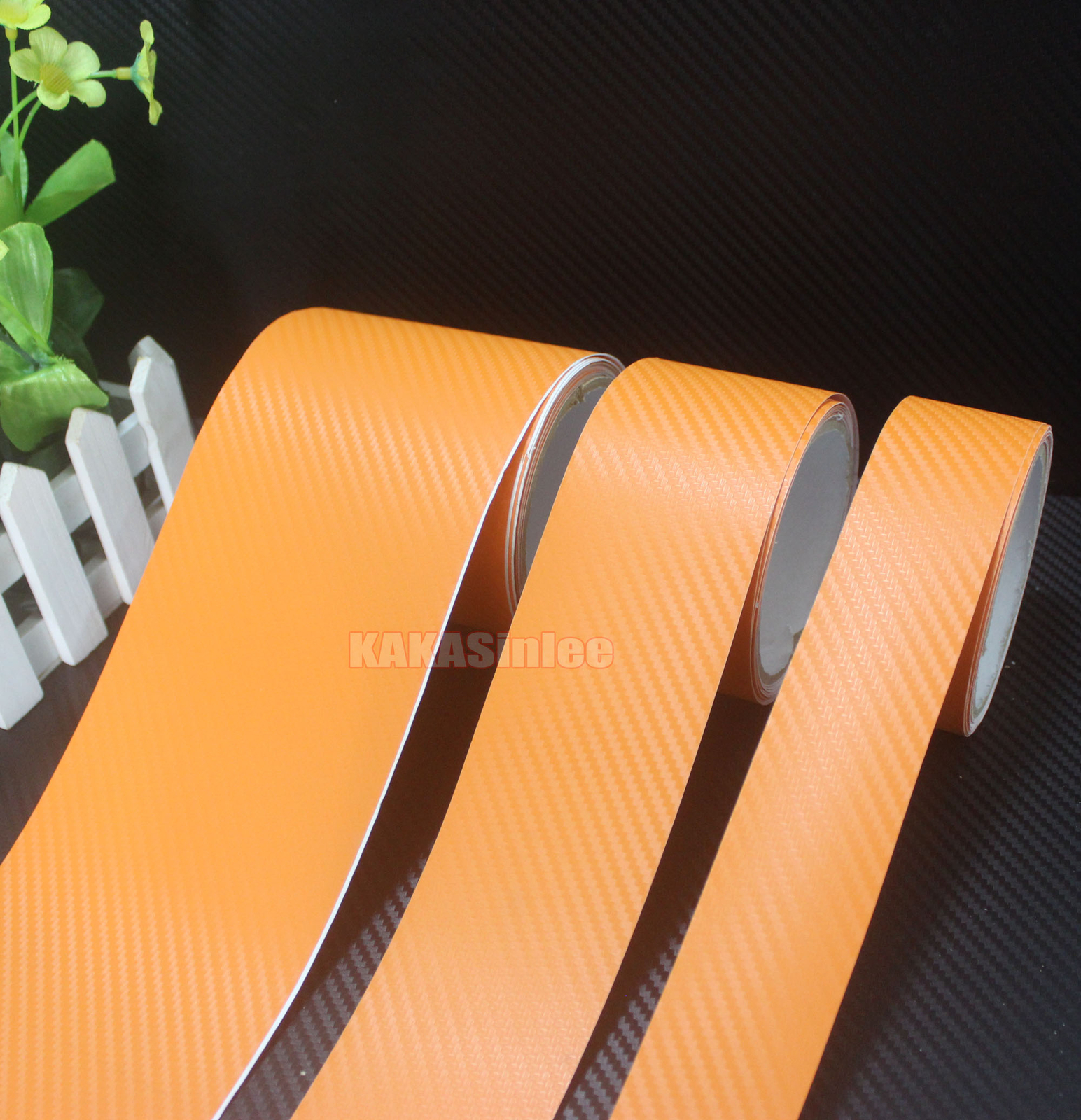 3D Orange / Sheet Car PVC Grain Carbon Fiber Vinyl Tape Wrap Sticker Decors Trim