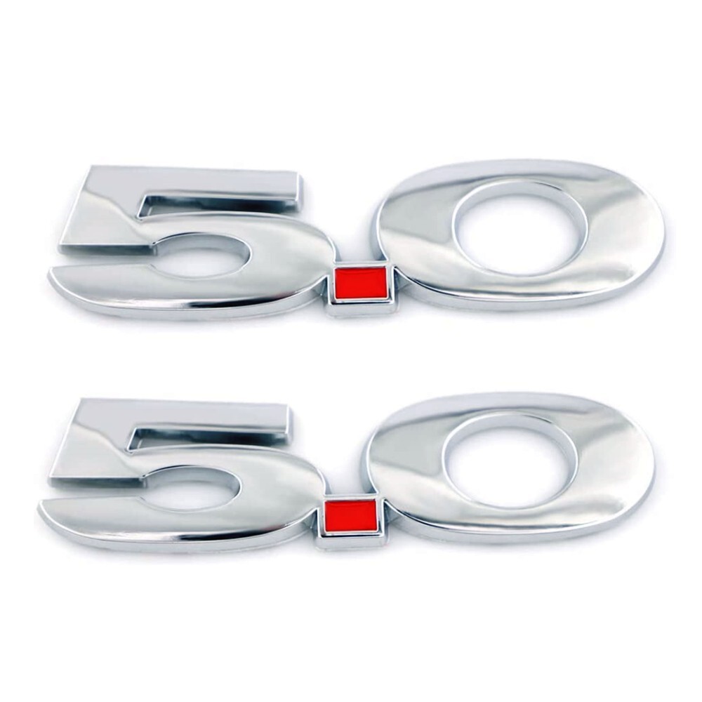 2pcs Chrome/Matte Black 5.0 Emblem Badge for Mustang GT Right Left Fender Decal