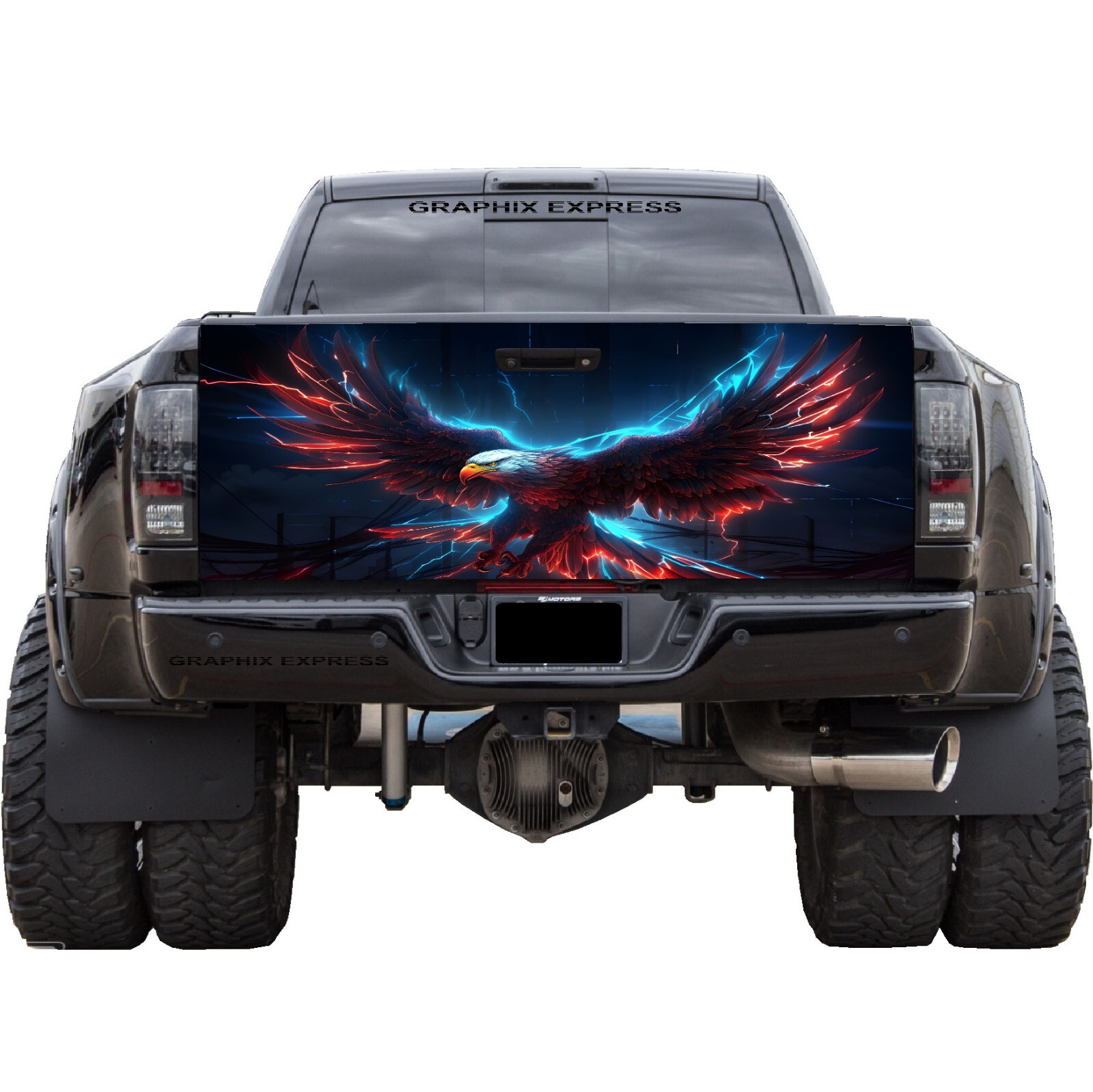 Tailgate Wrap American Flag Eagle Vinyl Graphic Decal Sticker, Pickup Decal T344