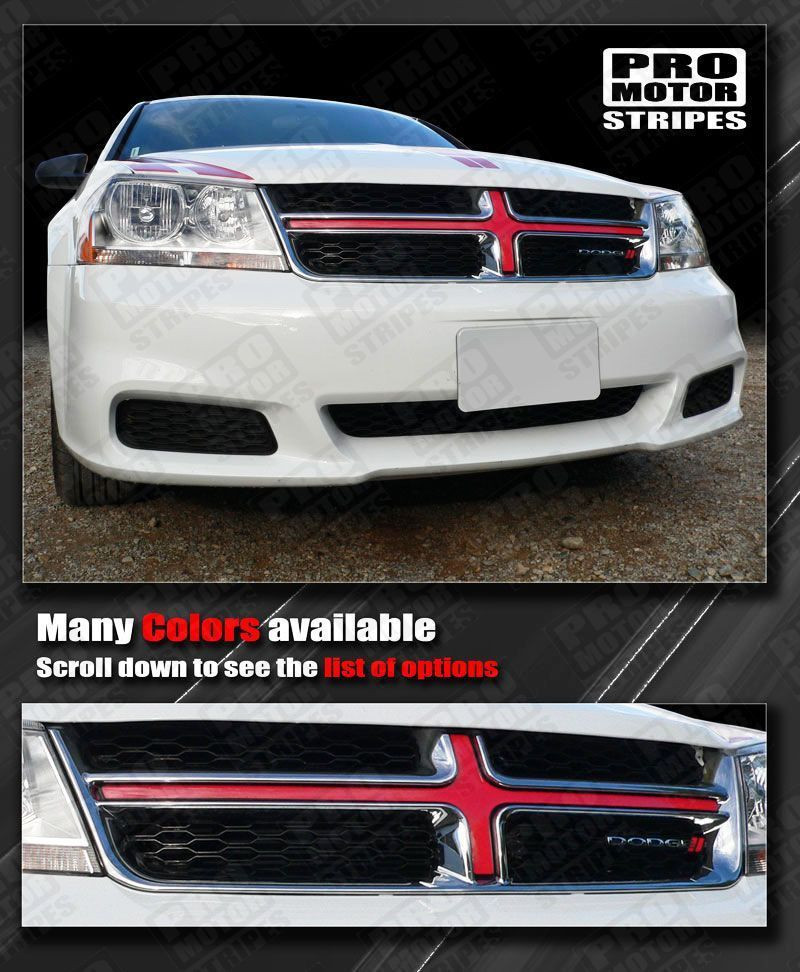 Front Grill Cross Insert Decal for Dodge Avenger 2008-2014 (Choose Color)