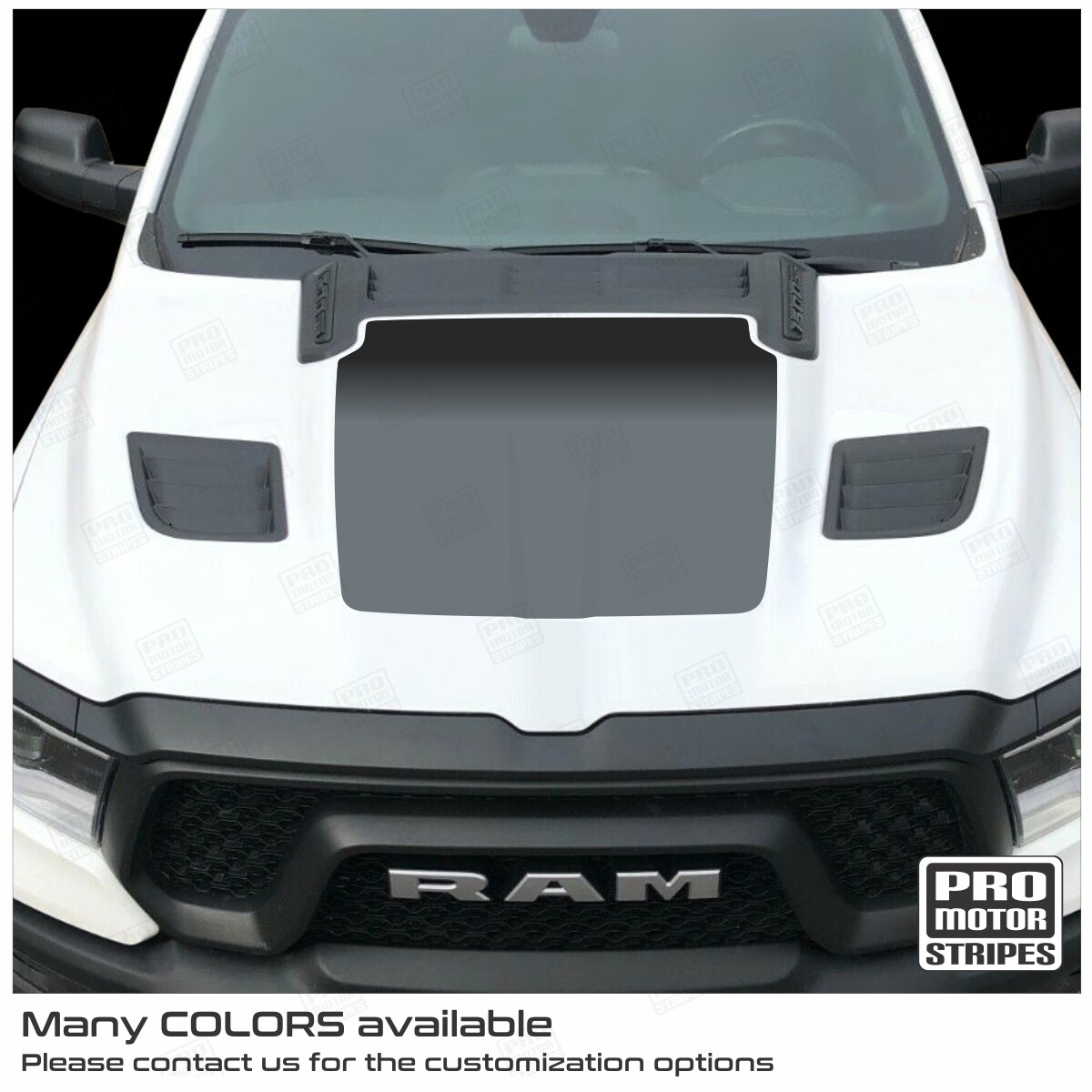Dodge RAM 1500 Rebel 2019-2023 Hood Decal Stripe Solid Graphic (Choose Color)