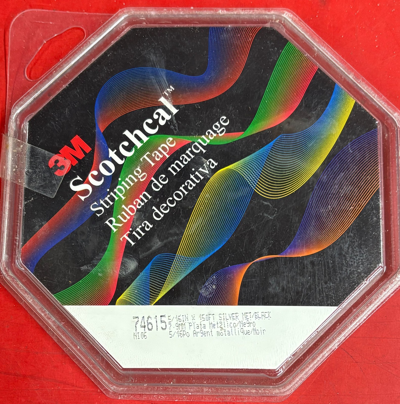 3M 74615 SCOTCHCAL 5/16″ WIDE SILVER METALLIC & BLACK DOUBLE PIN STRIPING TAPE