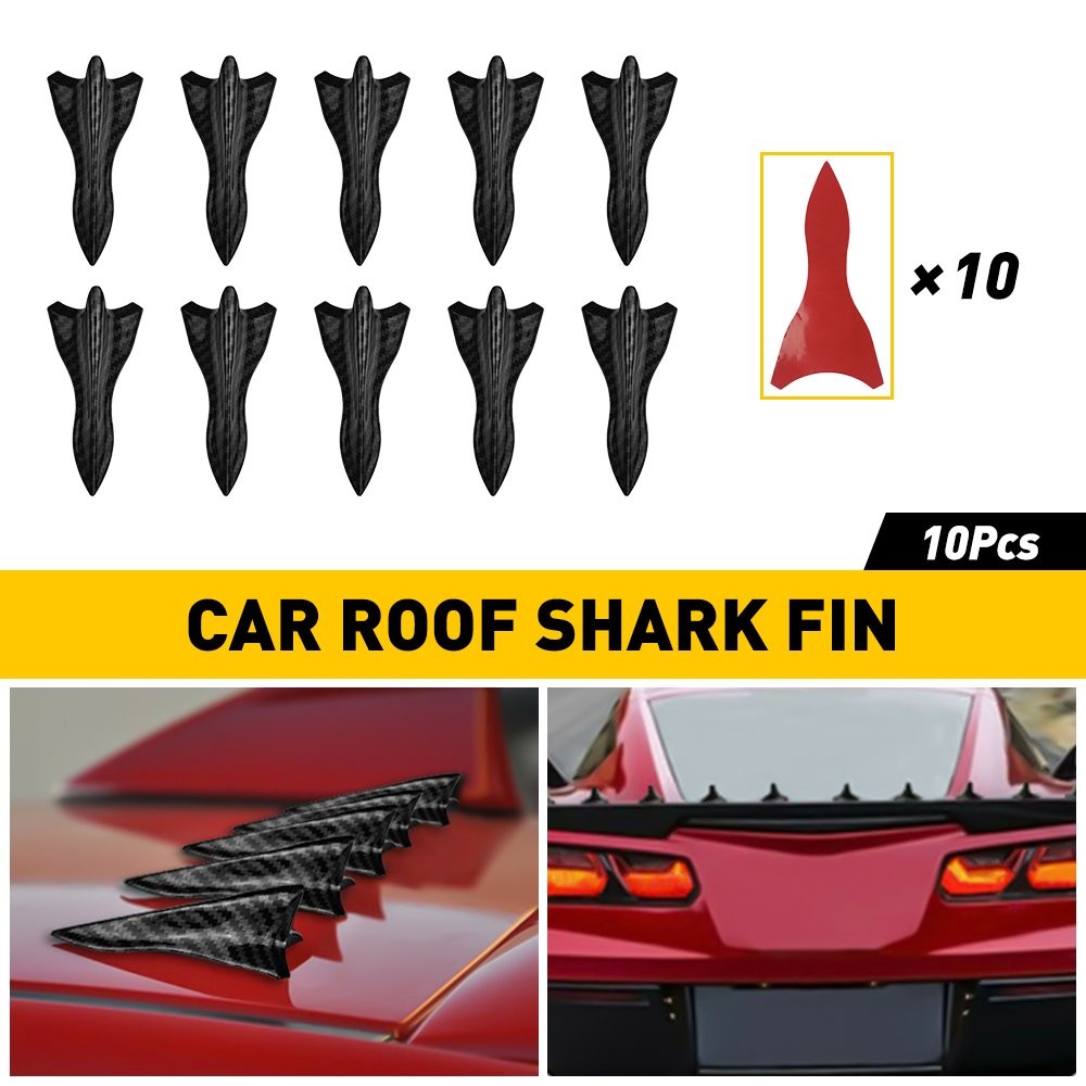 10/20X Car Fin Shark Roof Decorative Sticker Fiber Carbon Decors Accessories TOP
