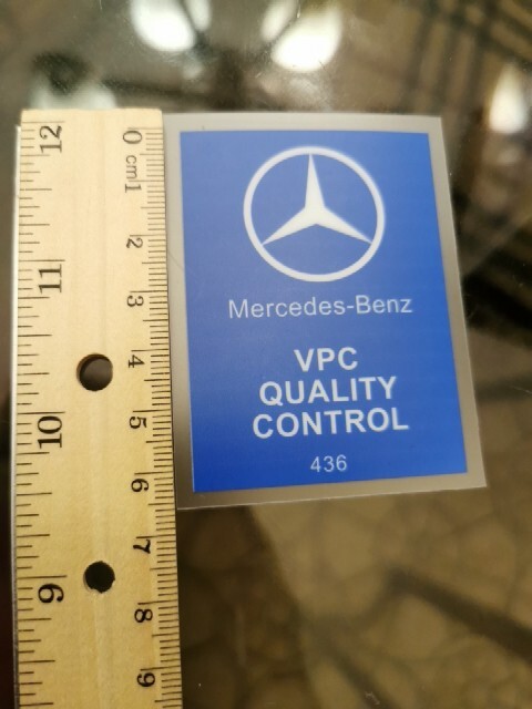 Mercedes-Benz VPC QUALITY CONTROL 436 Label Vinyl Decal Premium