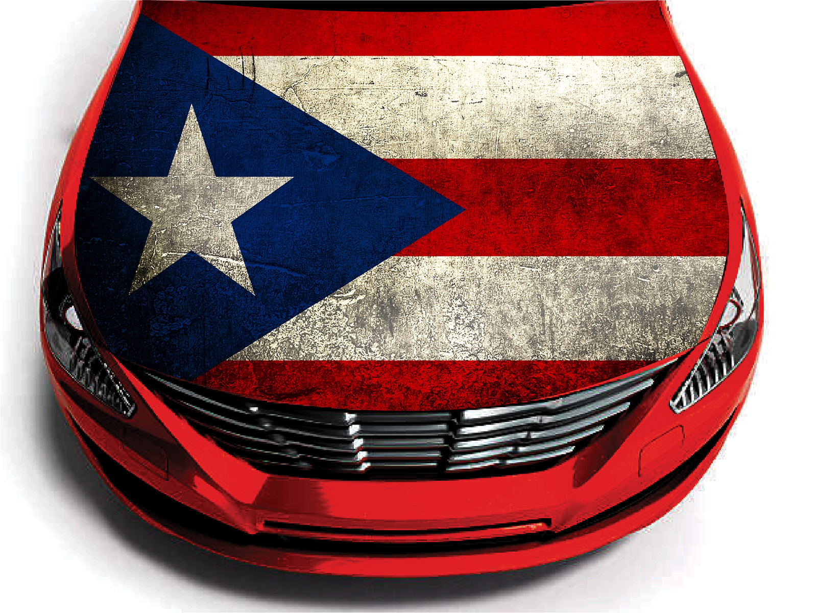 Car Hood PUERTO RICO FLAG Wrap Vinyl Full Graphics Decal Sticker 52″x62″