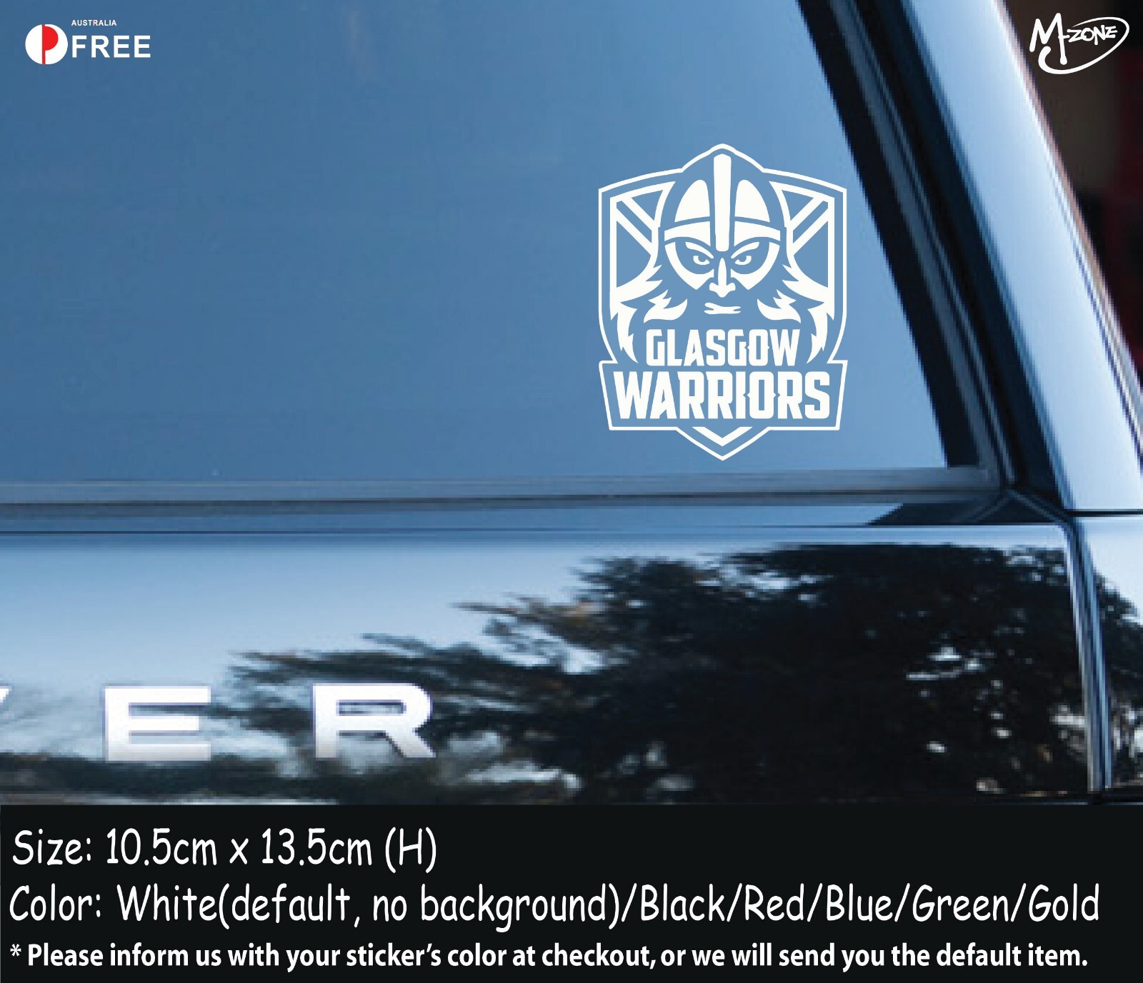 Glasgow Warriors Sticker Decal-Reflective/Metallic Color Car Laptop Rugby Decal