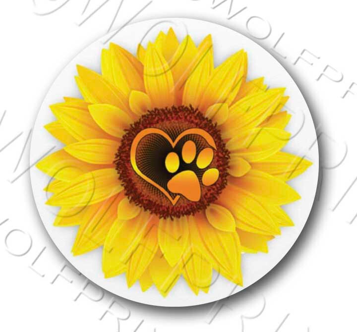 Sunflower Love Paw Sticker 4″Tall Dog and Cat Lover Pet Decal