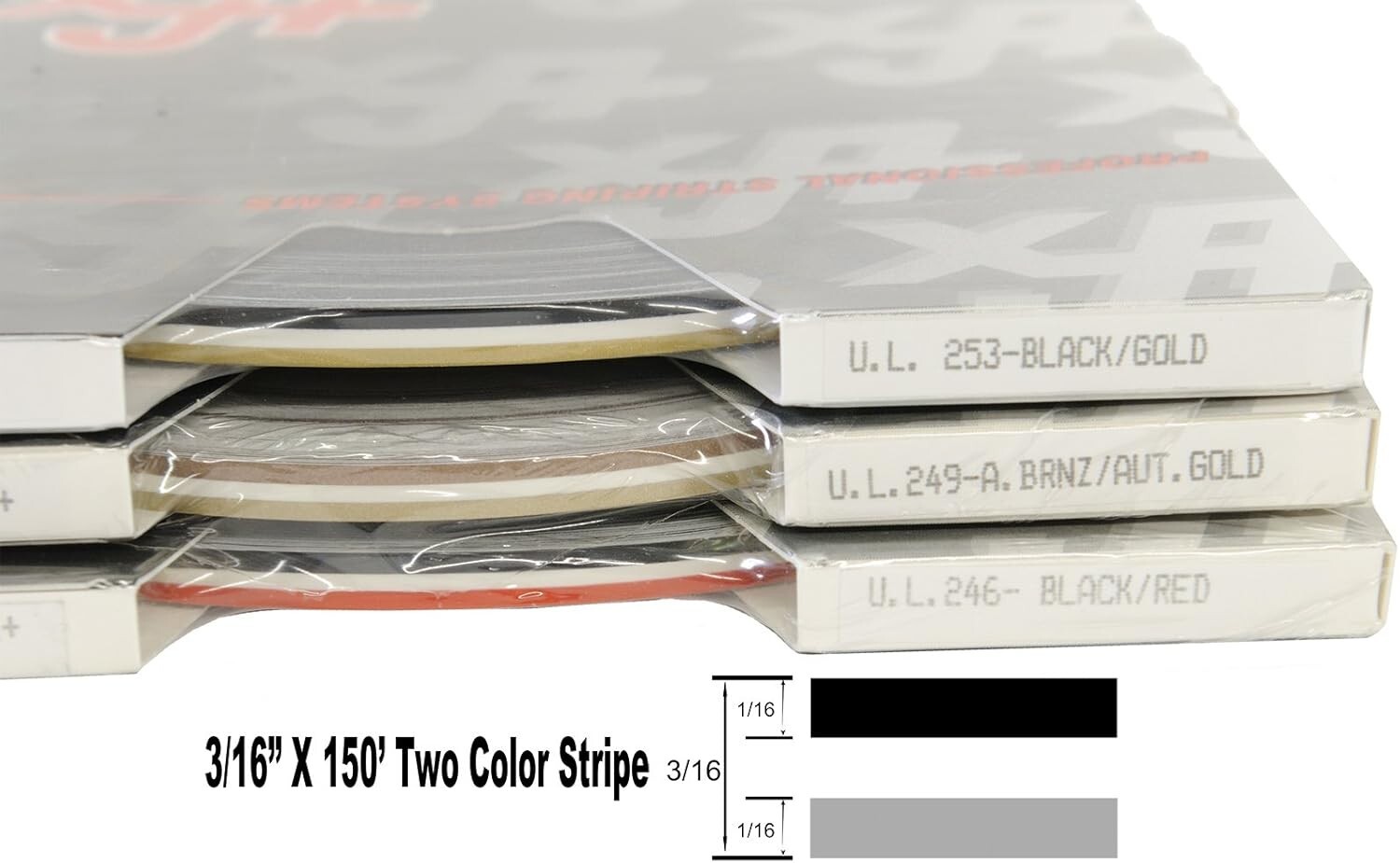 Universal 3/16″ 2-Color Pinstripe (Ultra Lite) 0216246 – Black/Red
