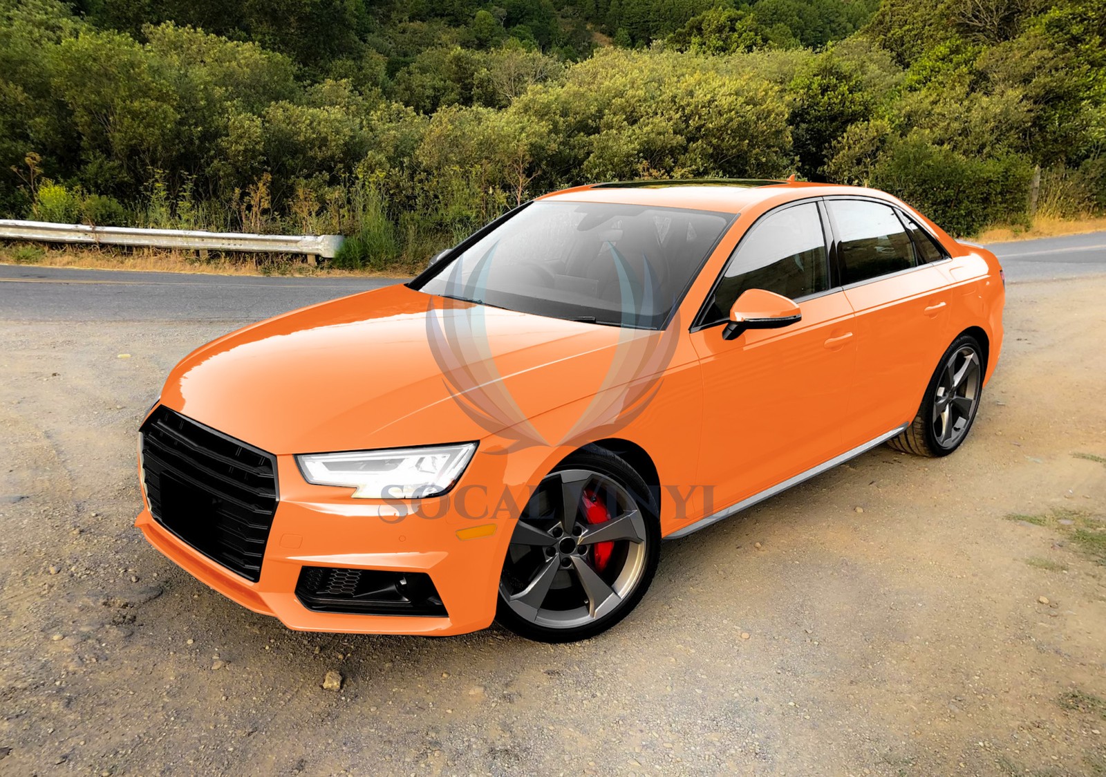 ESSMO PET Super Gloss Flame Orange Car Vehicle Vinyl Wrap Decal Sheet Like Paint
