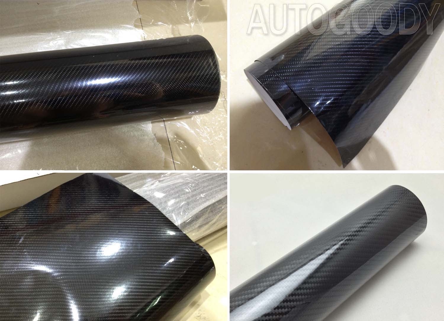 10ft x 1ft HIGH GLOSS 5D Black Carbon Fiber Vinyl Wrap Bubble Free 120″ x 12″ 6D