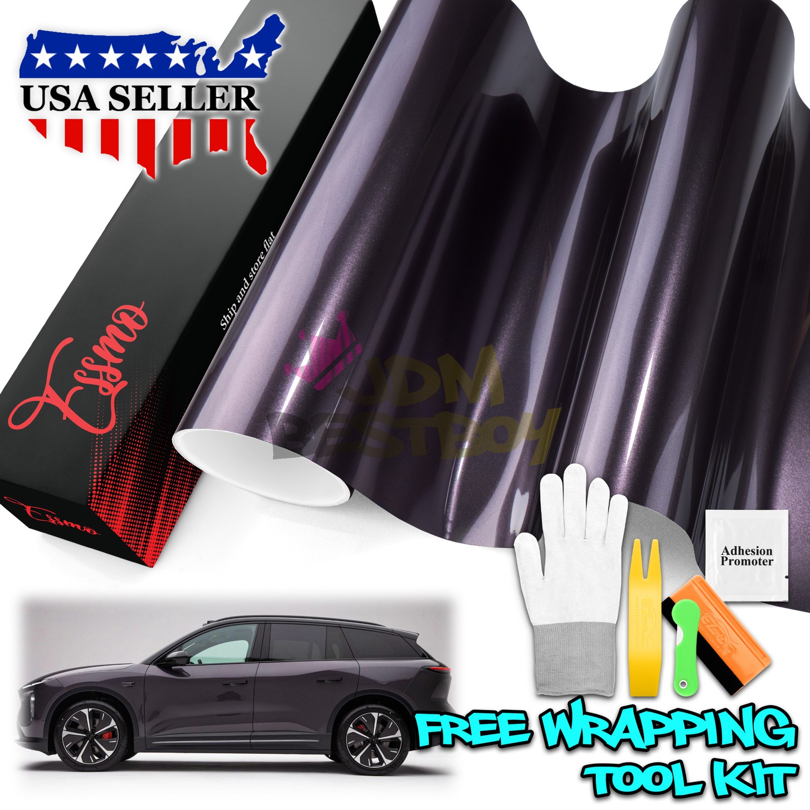 ESSMO PET Super Gloss Metallic Nova Purple Vehicle Vinyl Wrap Decal Like Paint