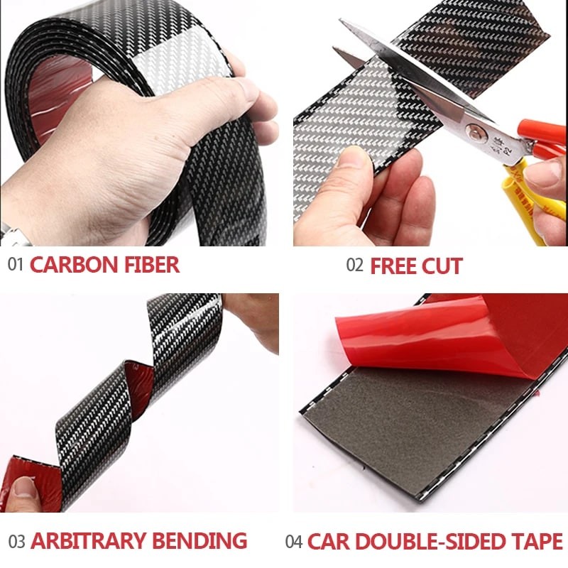 Car Door Bumper Sill Protective Film Carbon Fiber Scratch Guard Strip