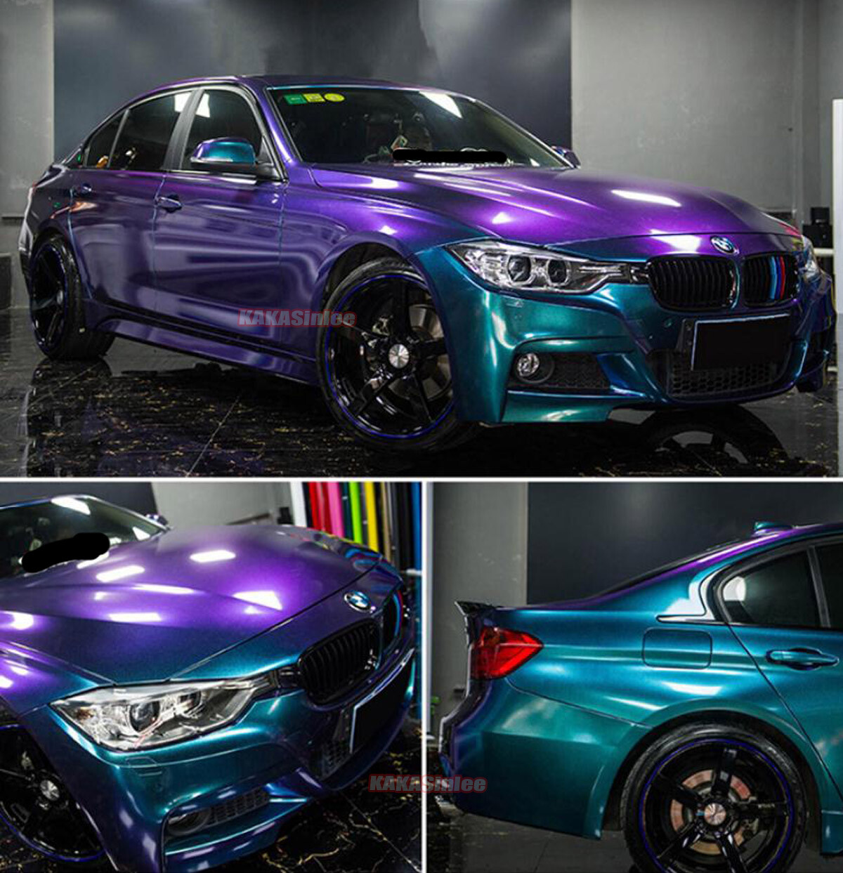 Flexible PL Blue Chameleon Car Glitter Pearl Glossy Metal Vinyl Wrap Sticker US