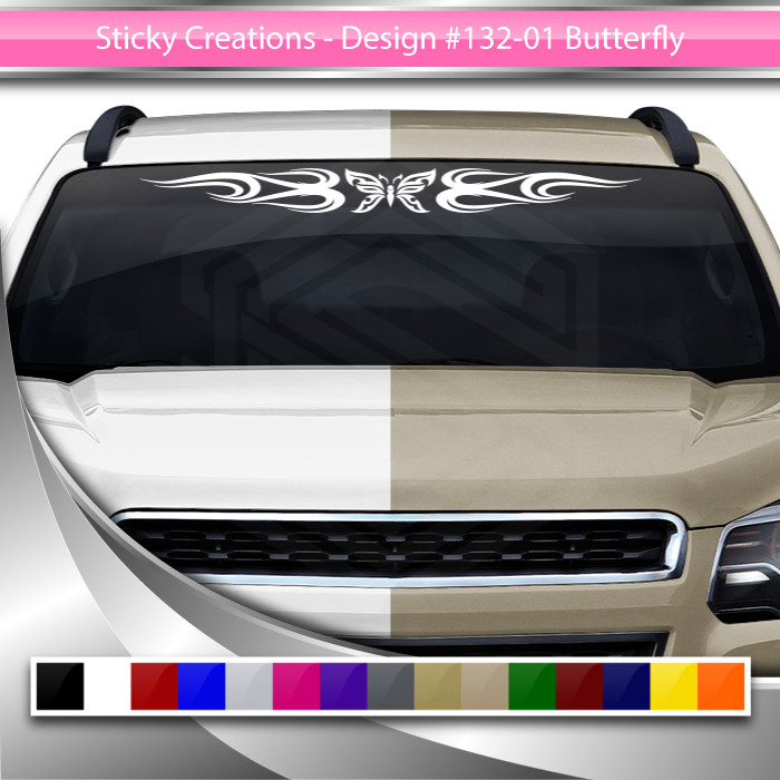 132-01 BUTTERFLY Windshield Decal Window Sticker Vinyl Graphic Butterfly Design