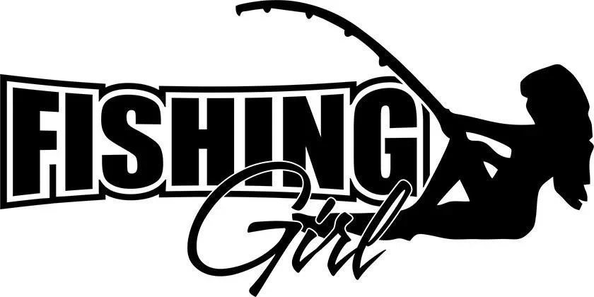 Fishing Girl Decal Sticker 6″ x 3″