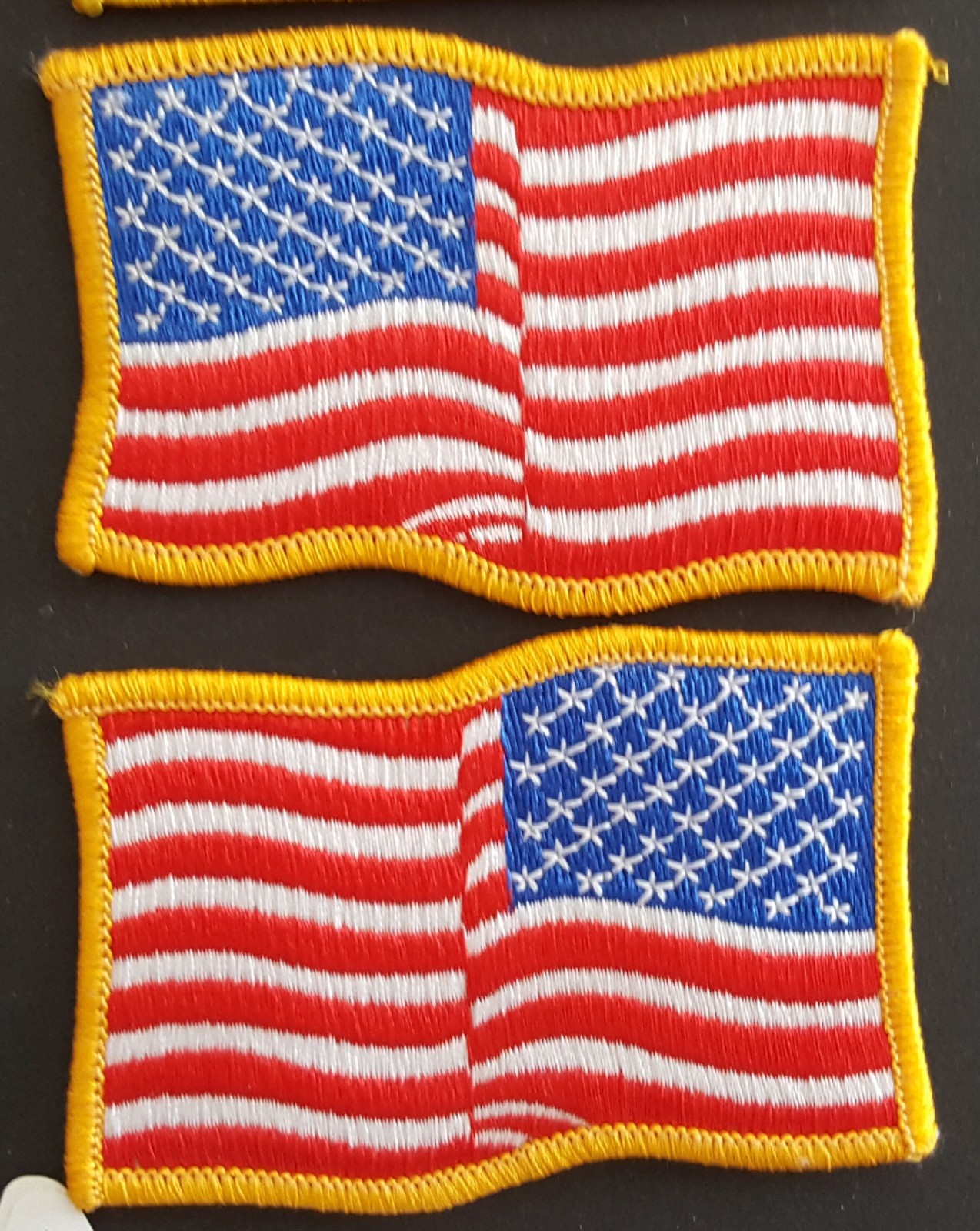 U.S. Flag patch 3 3/8 X 2 inches Waving Normal and Reverse