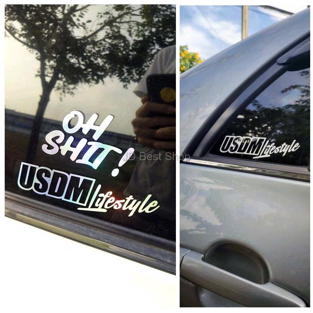 Sticker JDM KDM USDM Style Vinyl Decal Dicut truck car window Reflective White 1
