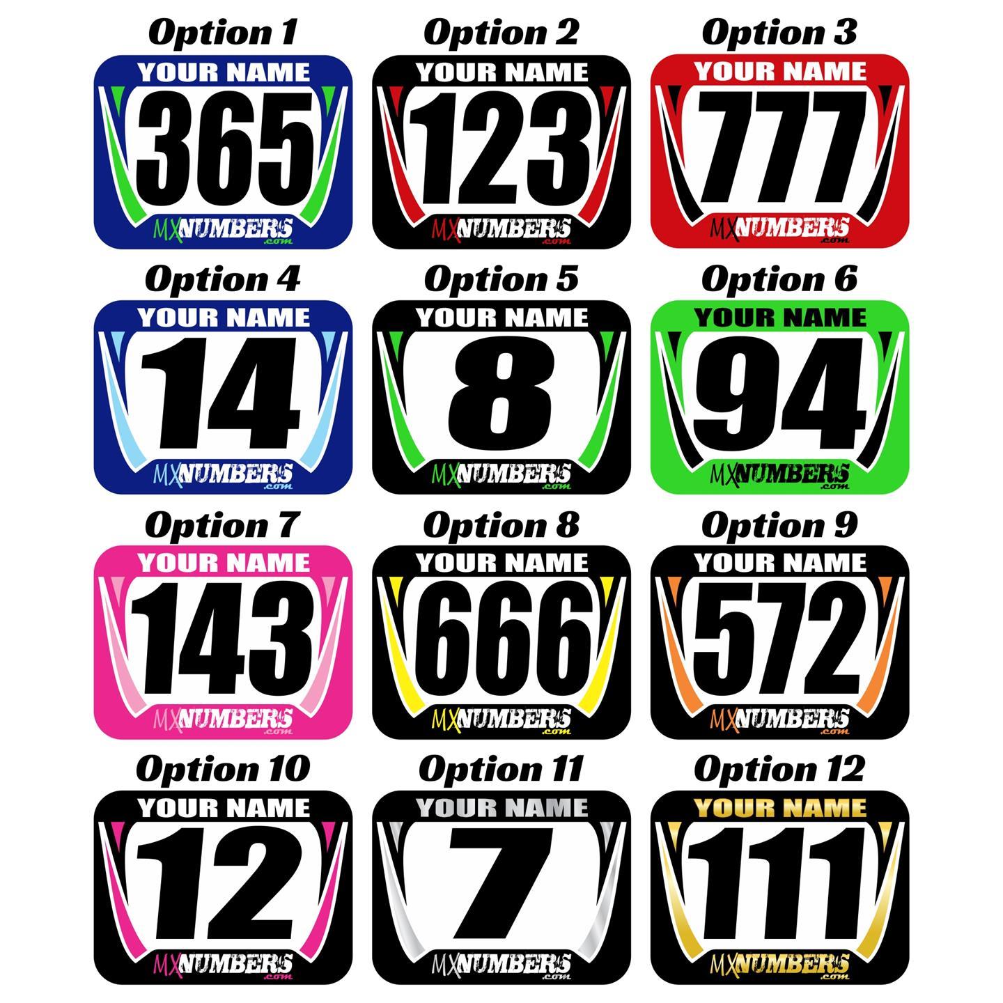 Motocross Mini Number Plate Decal Stickers Custom Name Race MX SX ATV AMA RMZ RM