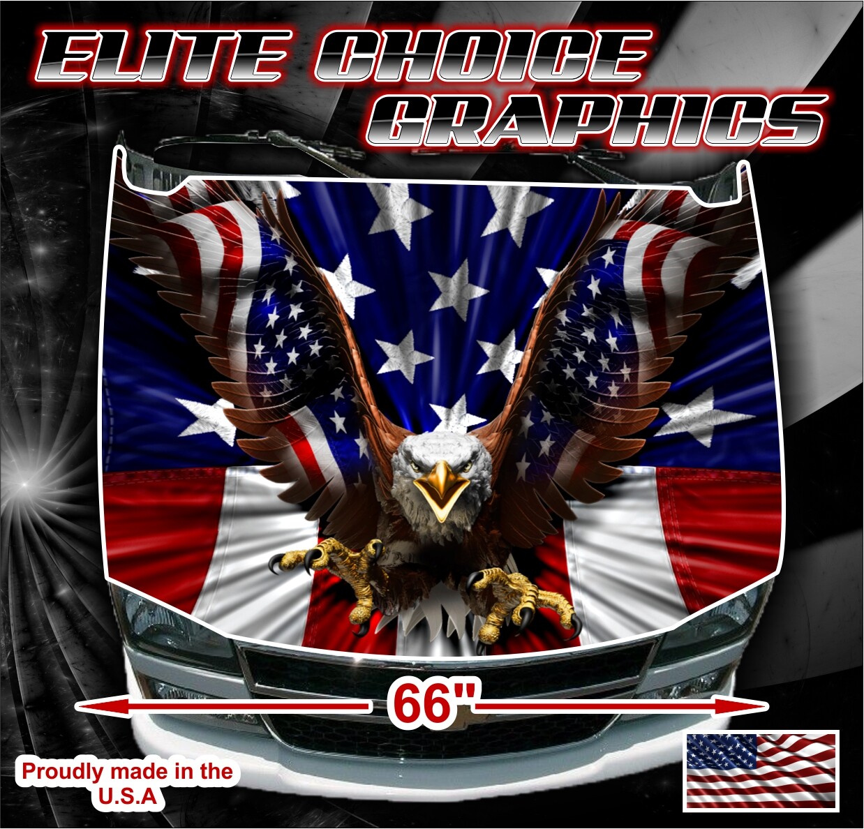 American Eagle Flag Vinyl Hood Wrap Bonnet Decal Sticker Graphic