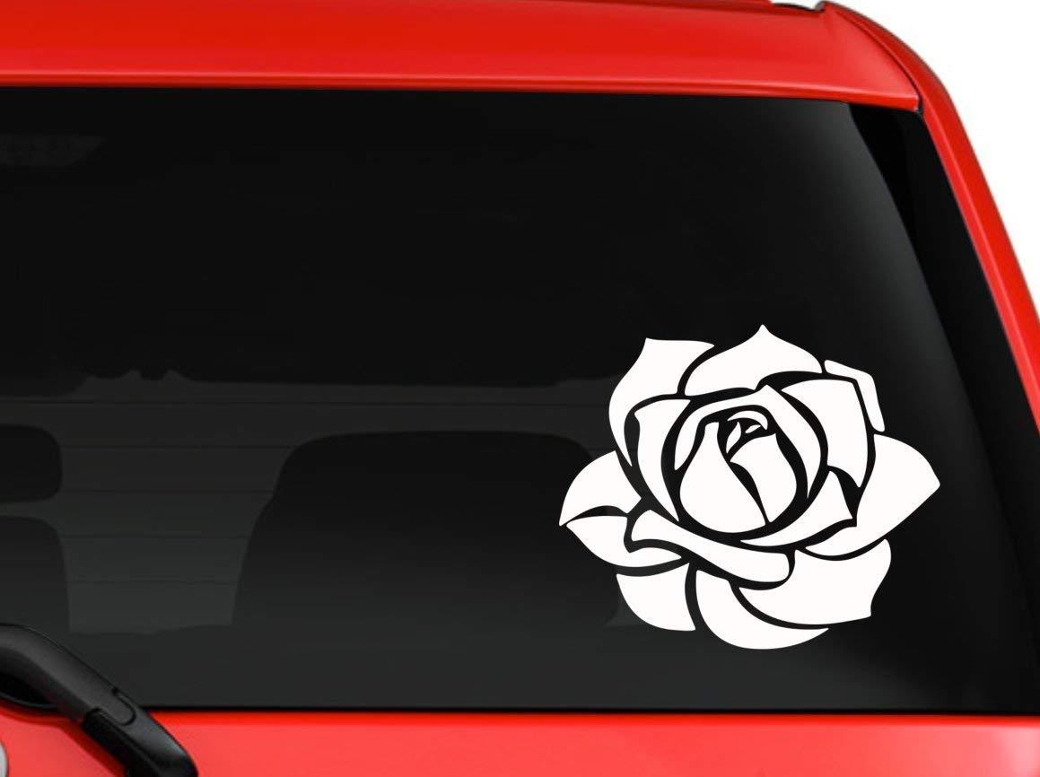 Beautiful Rose Flower Vinyl Decal 6″ White