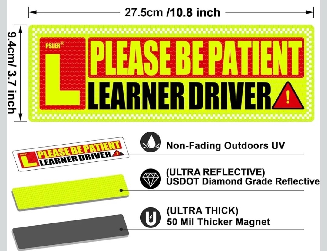 3 Student Driver Car Magnets Please Be Patient Learned Driver Door Trunk Signs