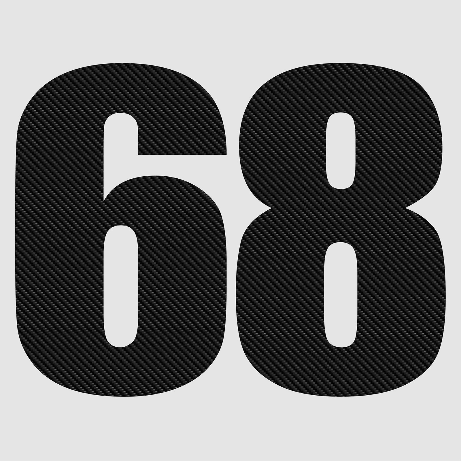 Custom Racing Number Carbon Fiber Vinyl Sticker Individual Cut 3 pcs 8″/10″/12″