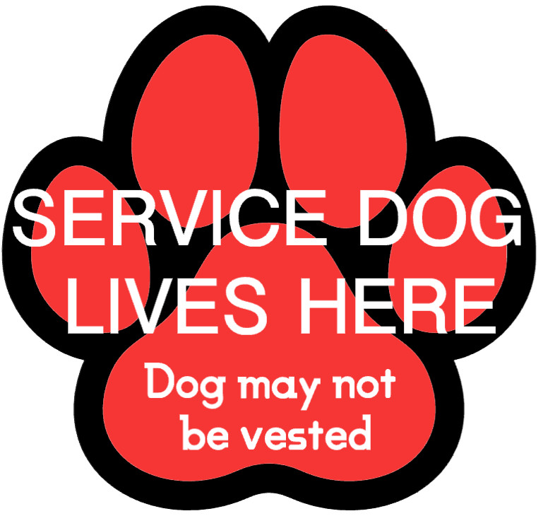 SERVICE DOG LIVES HERE Waterproof Vinyl STICKER