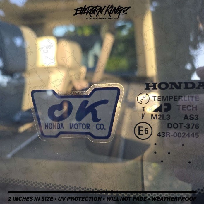 x2 OK Decals REVERSE Window STICKERS for Honda Accord Prelude Civic CRX Si EG EF