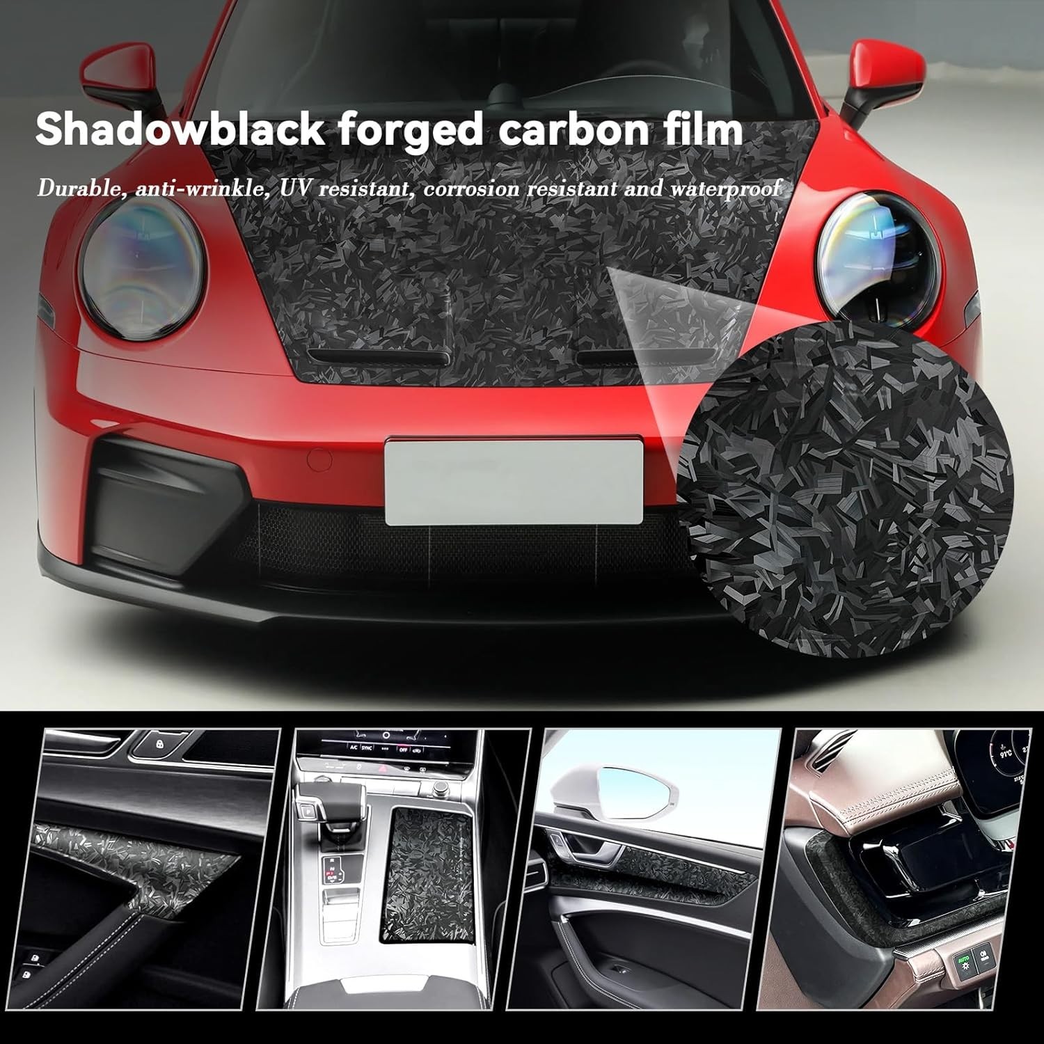 High-Quality Forged Carbon Fiber Vinyl Wrap for Cars, 1FT x 5FT – Easy Install