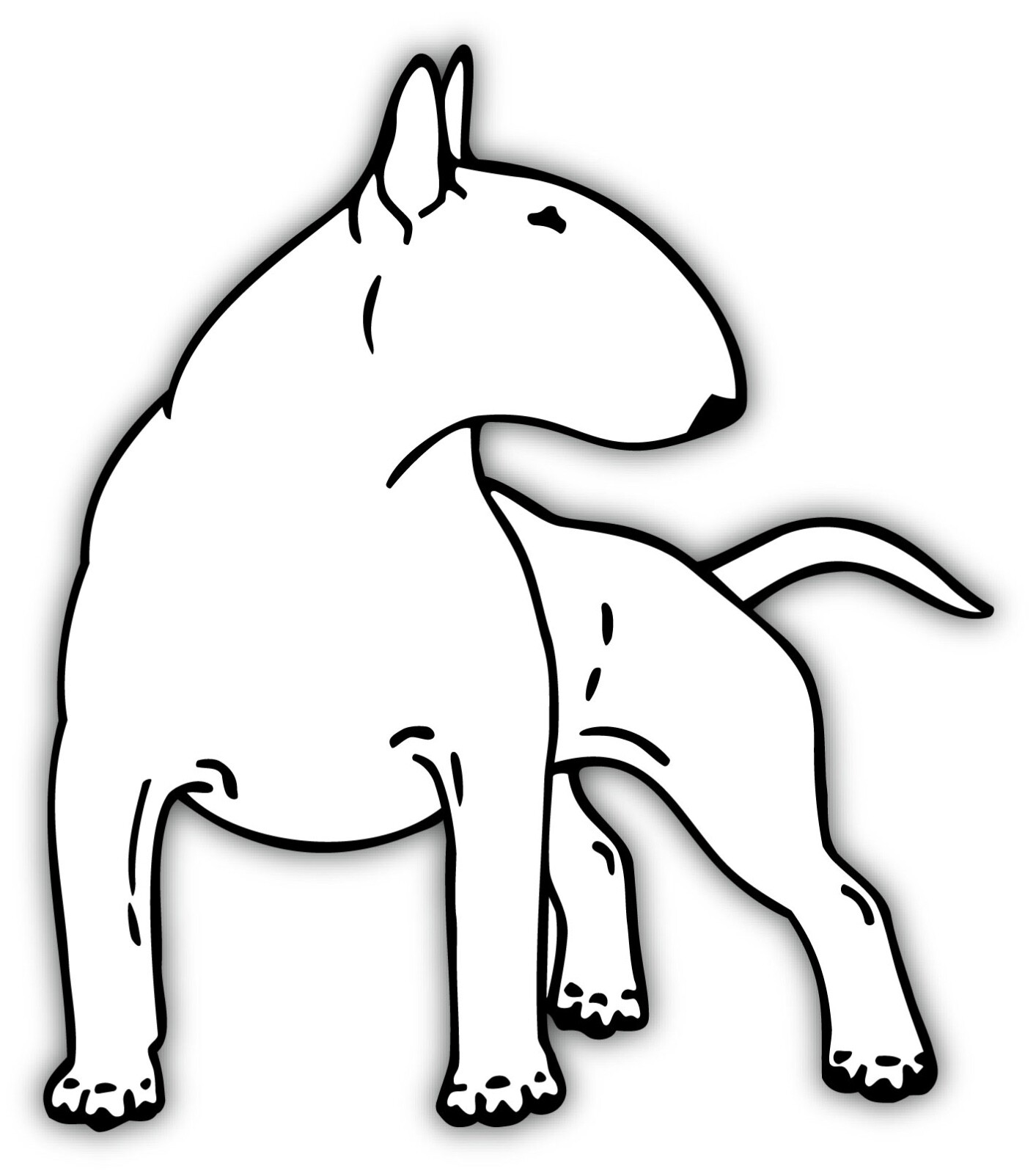Bull Terrier white sticker decal 4″ x 5″