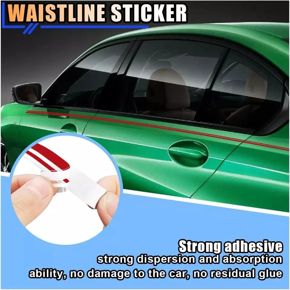 2X 32Feet Vinyl Pinstriping Pin Stripe Double Line Car Tape Decal Sticker 1/6″