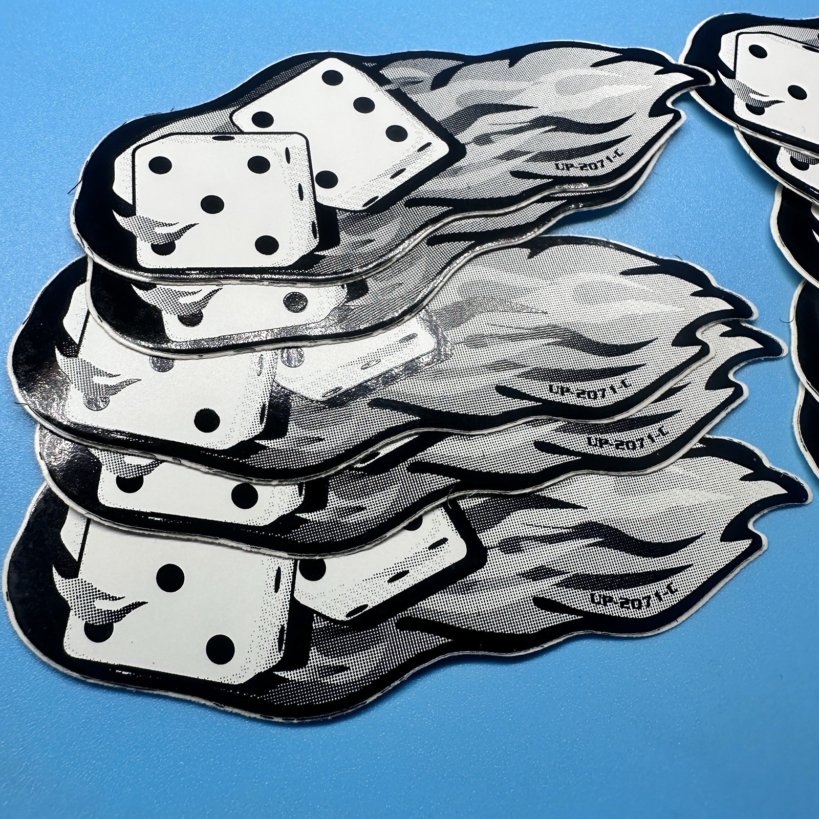 Vintage 10 Pack Flaming Dice Stickers Hot Rod Rat Motorcycle Car Decal Bumper