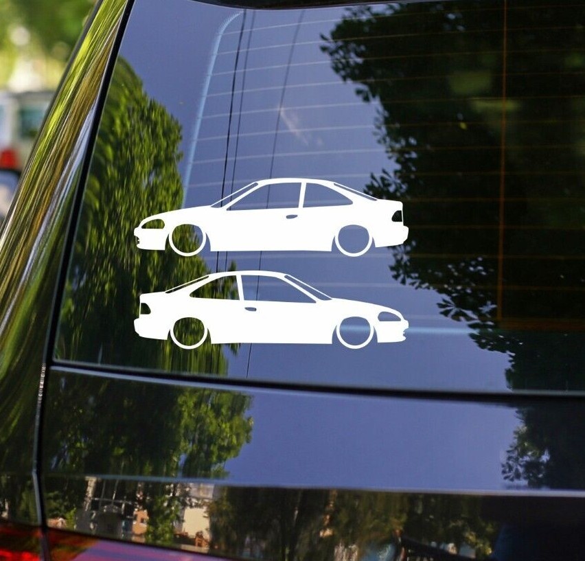 2X Lowered Car Silhouette JDM Decal Stickers – For Honda Civic EK Coupe Si VTEC