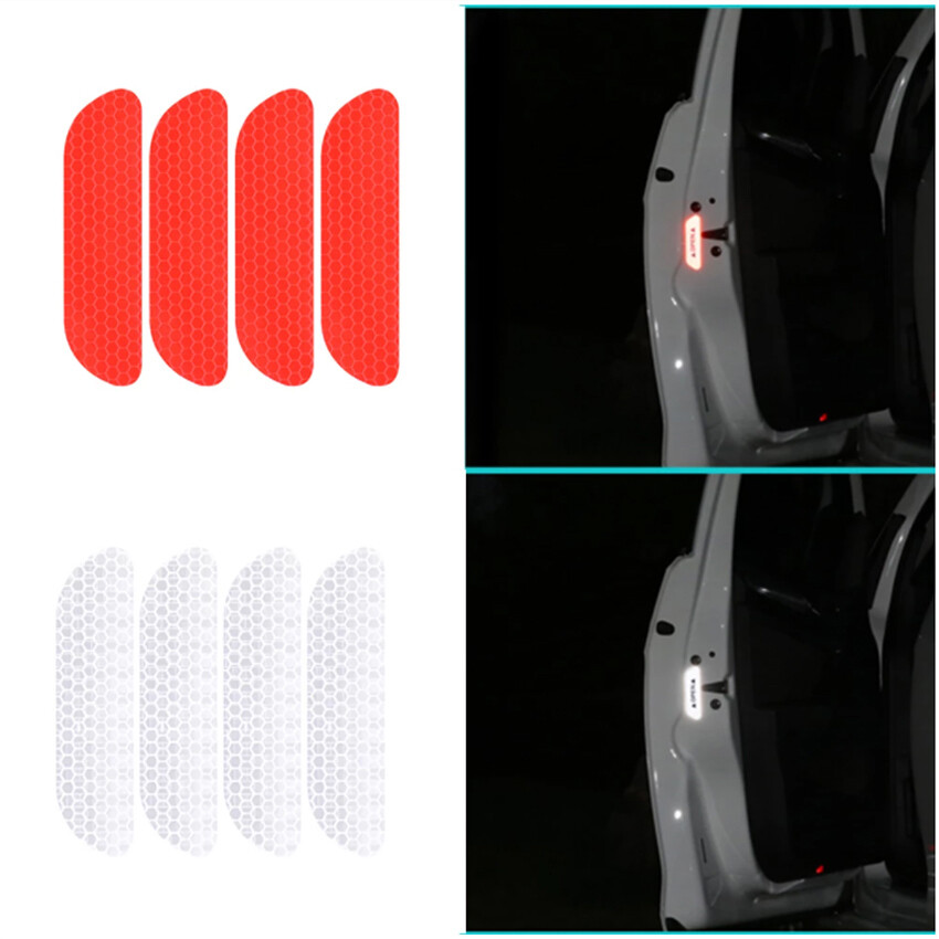 4Pcs/set Universal Car Reflective Stickers Door Eyebrow Sticker Decal Warning
