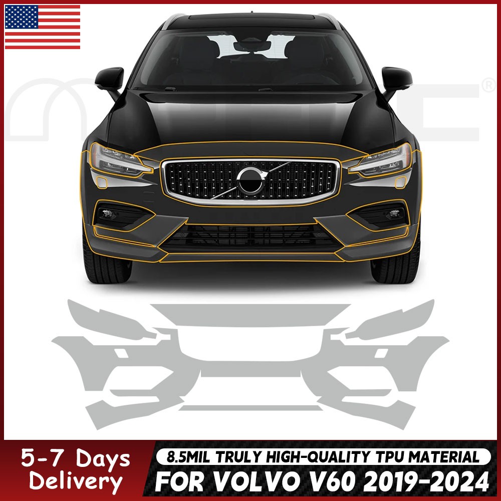 For Volvo V60 2019-2024 Precut Paint Protection Film Gloss Clear PPF TPU 8.5Mil