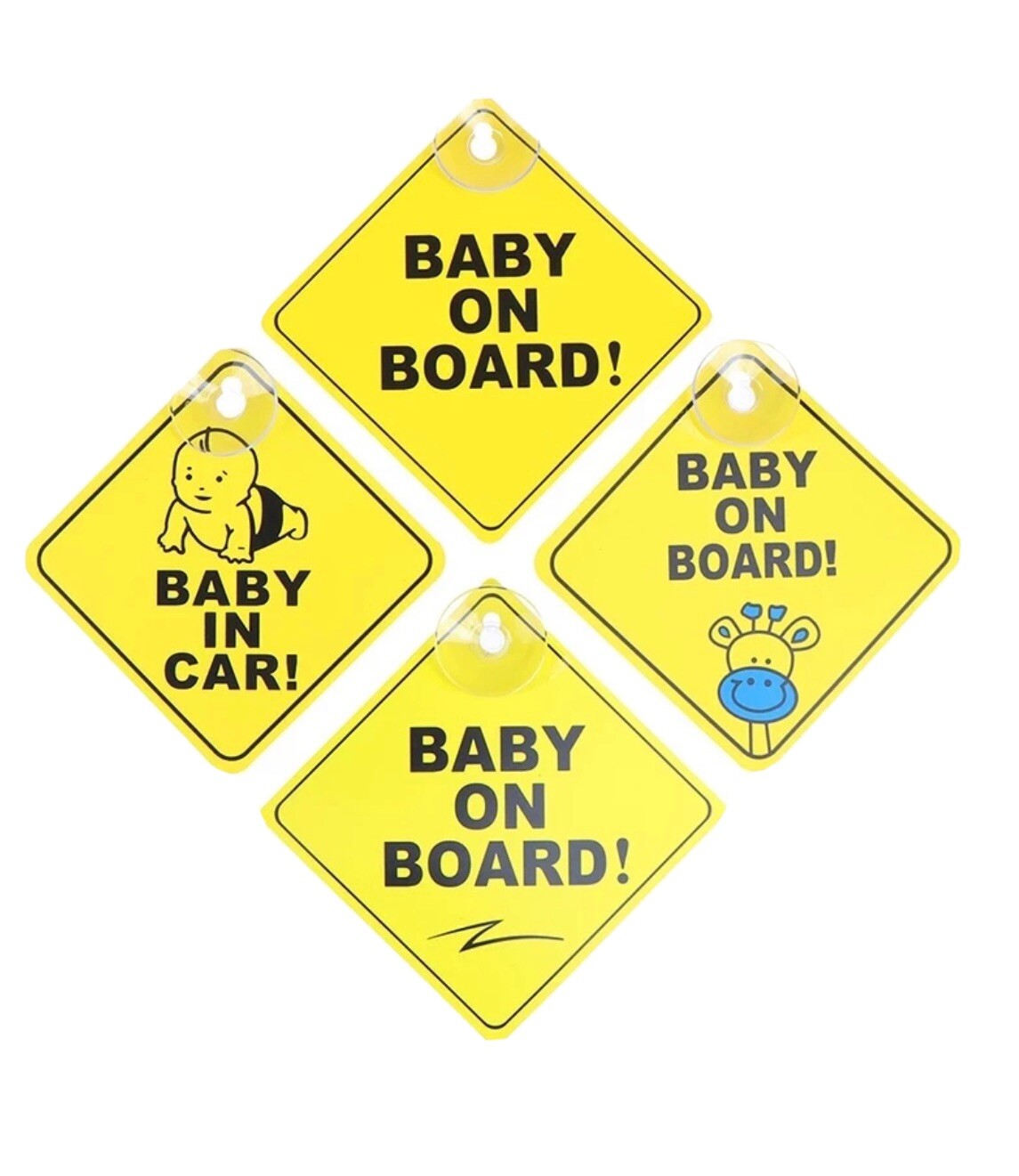 2pcs Baby On Board Rusable Safety Sign Decal with Suction Cup 5″ x 5″