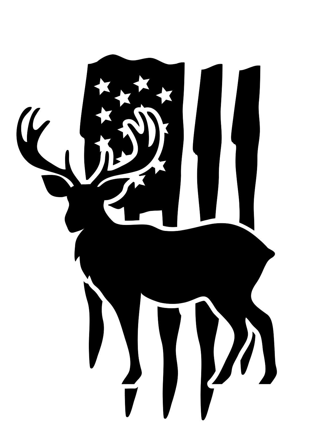 American DeerFLAG LANDSCAPE SCENE DEER Vinyl Decal -Sticker for Car Truck 1.0