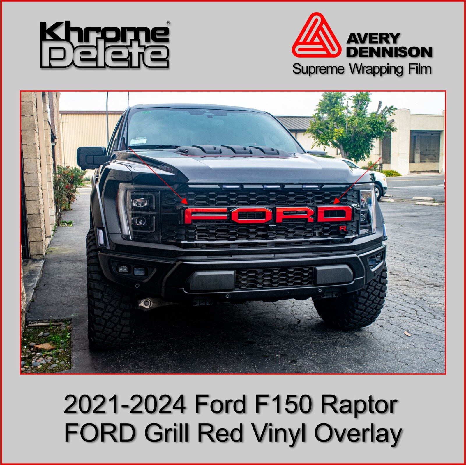 Lettering Vinyl Overlay decals fitting the 2021-2024 Ford Raptor Grill