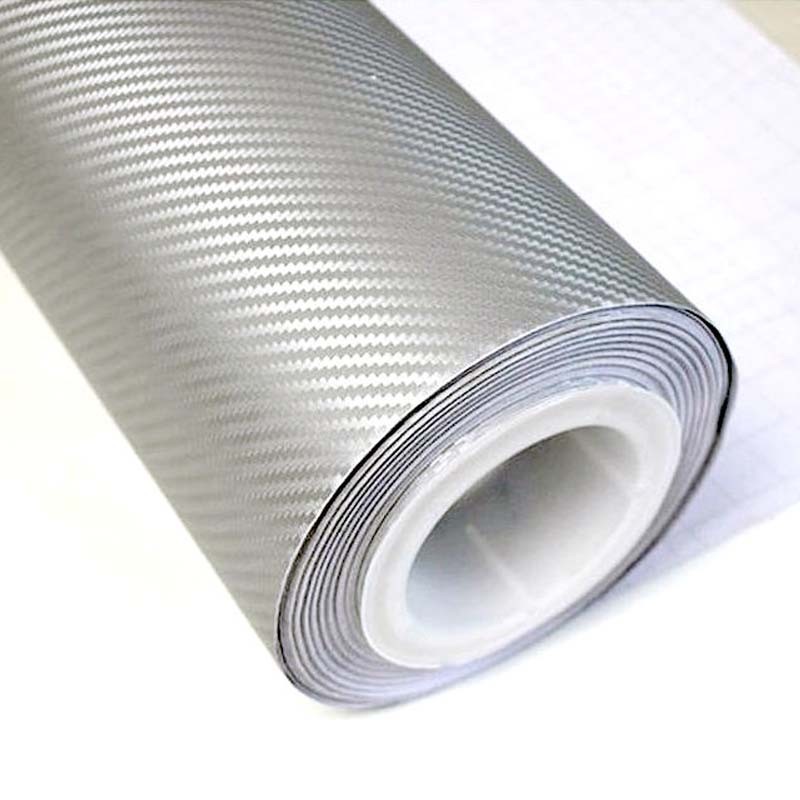 Premium 4D Gloss SILVER Carbon Fiber Vinyl Film Wrap Bubble Free Air Release