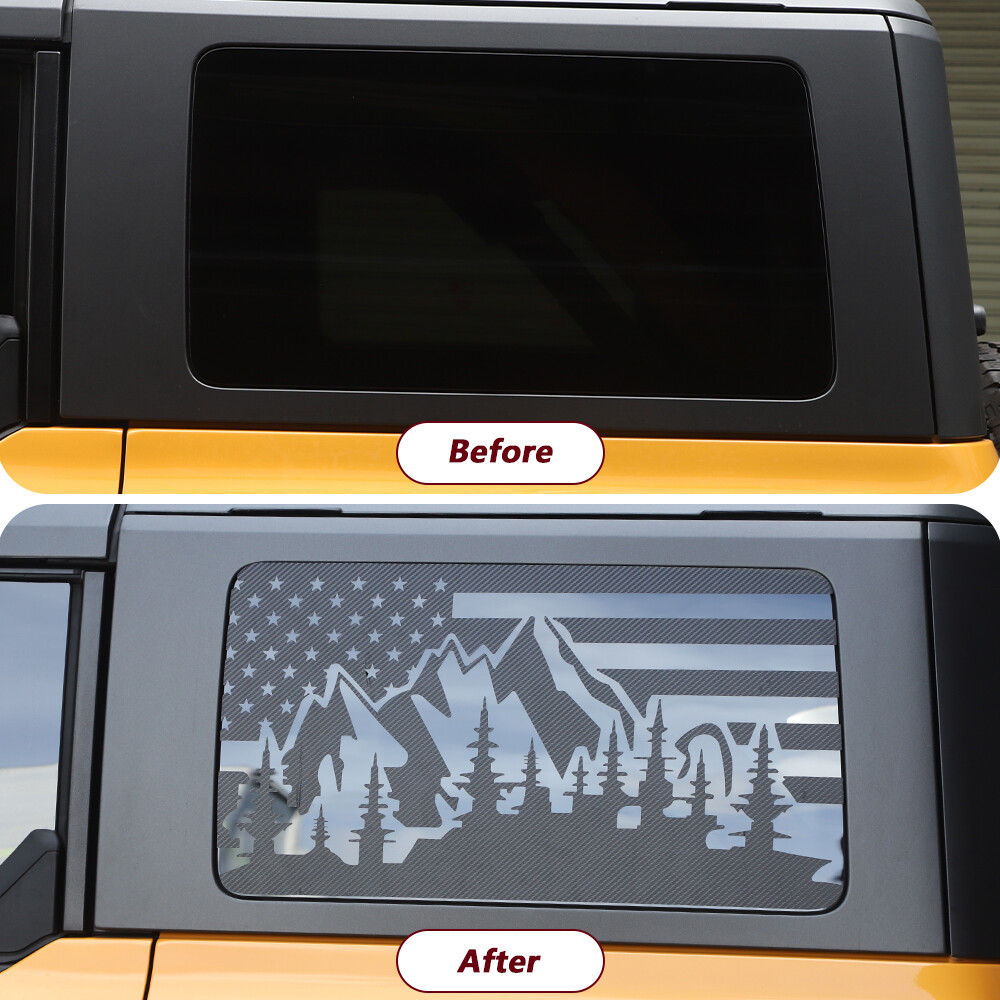 2x Rear Window Glass Sticker Vinyl Decals Cover Exterior Accessories For Bronco
