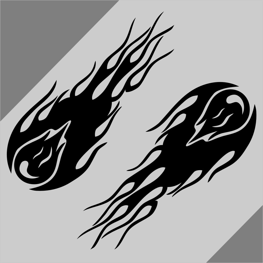 Car Decal Crazy Flames 6.5”x19.5” Motorcycle Vinyl Hood Side sticker CN73 2pcs