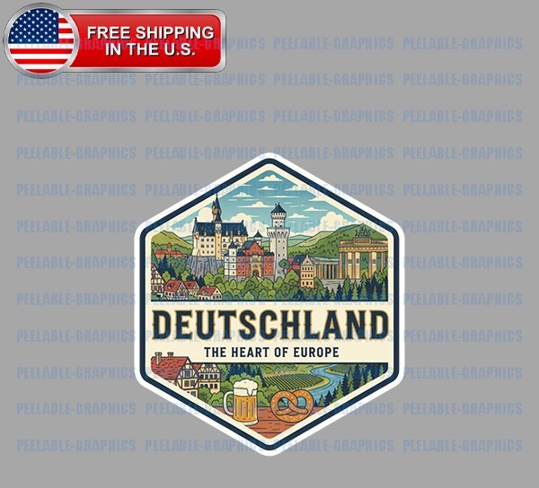 Germany Deutschland Country Bumper Vinyl Decal Sticker Souvenir Travel Map A