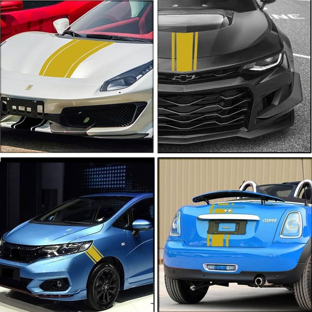 Gold 49×8.7 in Car Racing Stripes Vinyl Decal Waterproof