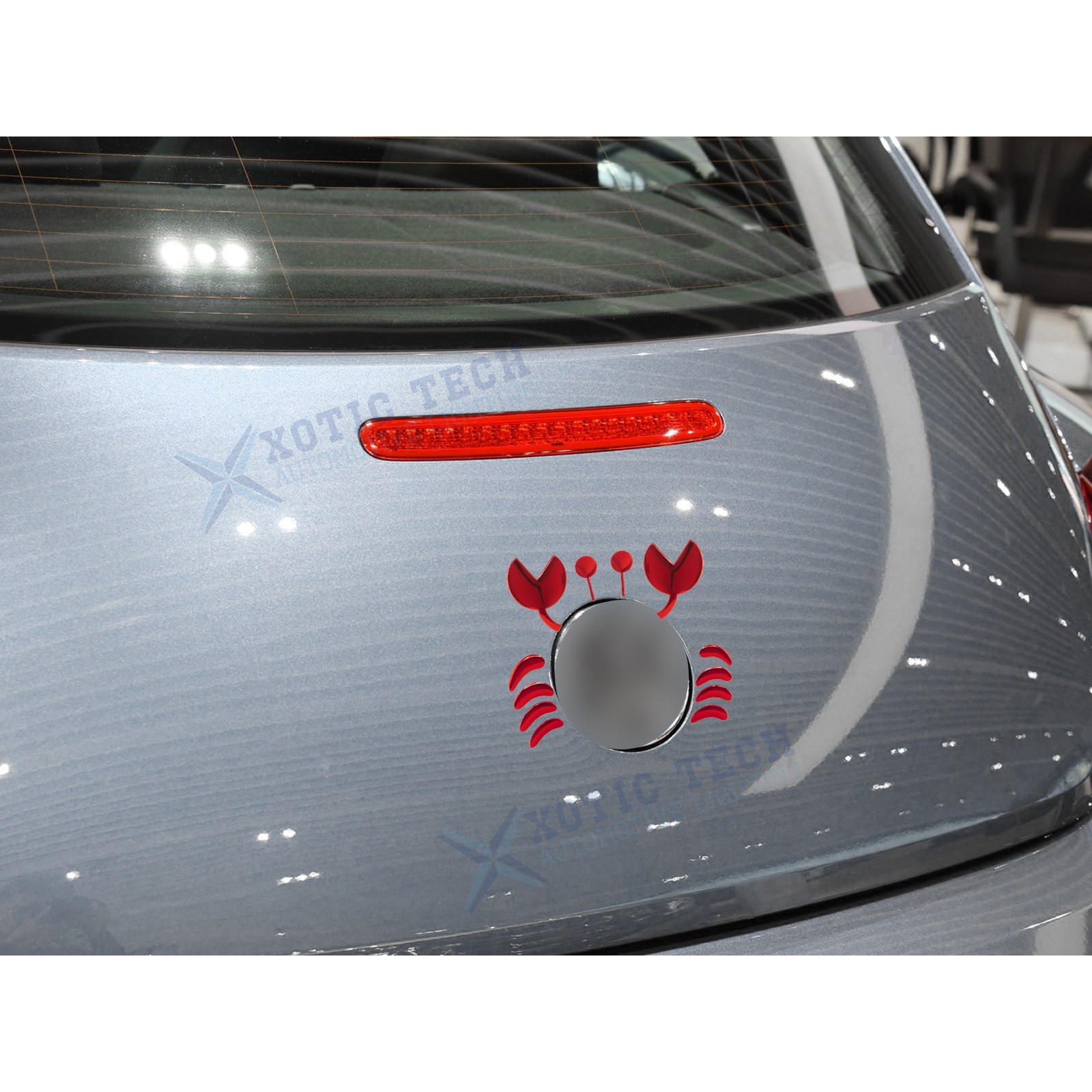 Red 3D Cute Crab Style Sticker for Car Logo Decoration Exterior Waterproof 1PC