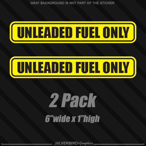 2 Pack Unleaded Fuel Only Stickers Yellow Black Vinyl Decal 6×1 Gas Tank