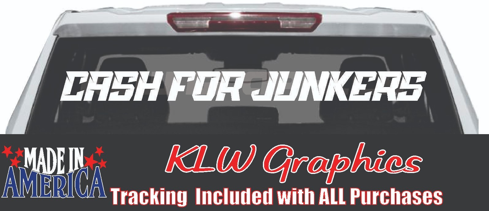 Cash for Junkers Decal Sticker Automobile Trade Auto Shop Clunkers Sign Buy Car